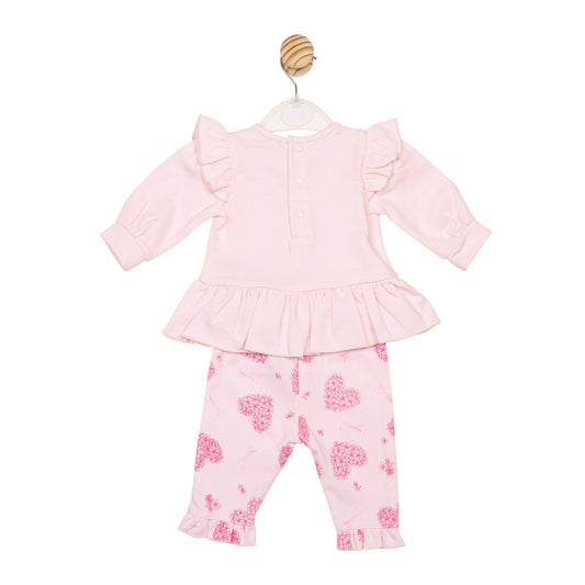 Mintini Baby Girl Pink Heart Print Legging Set 6789