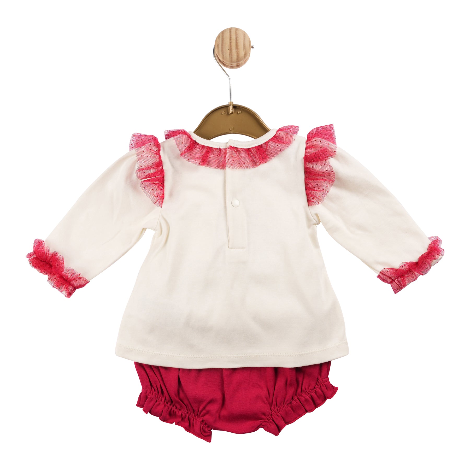 Mintini Baby Girls Ivory and Red Tulle Bloomer Short Set 6205 image 1