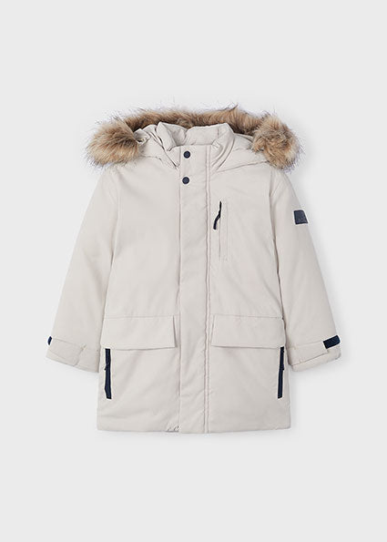 Mayoral Boys Sand Parka Coat with Fur Hood 4468