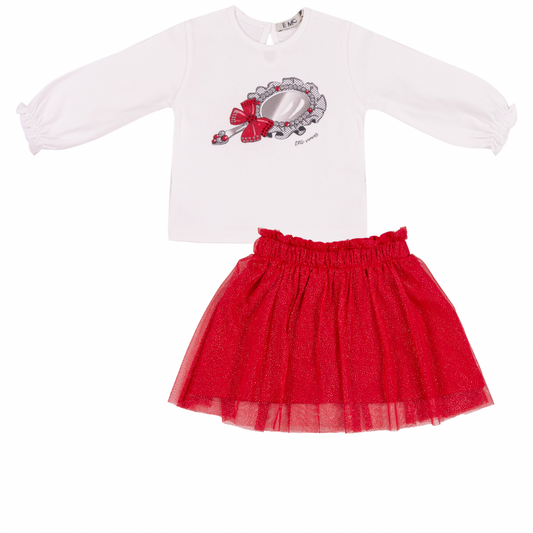 EMC Girls Red Sparkle Tulle Skirt Set 2282 / 4160 image 0