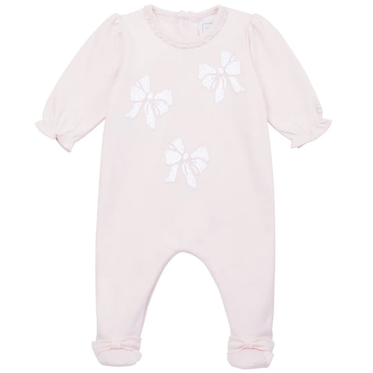 Emile Et Rose Baby Girl Pink Bow Embroidered Babygrow Hope image 0