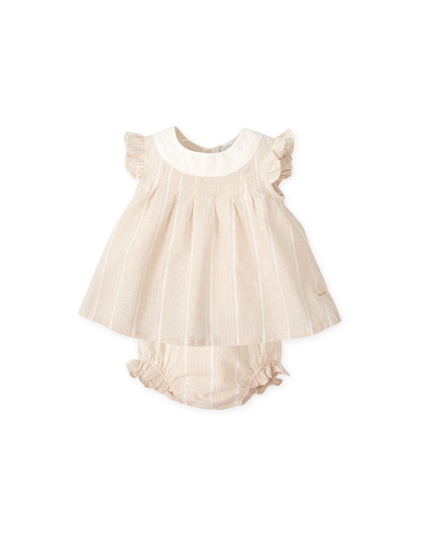 Tutto Piccolo Baby Girls Beige Stripe Dress Set 1288