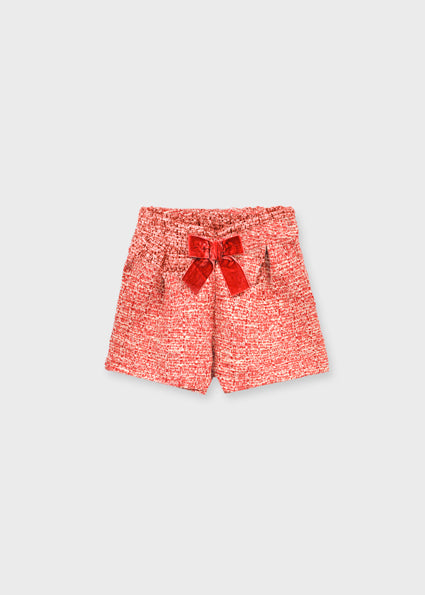 Mayoral Girls Cream & Red Tweed Short Set 4011 4224