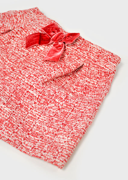 Mayoral Girls Cream & Red Tweed Short Set 4011 4224