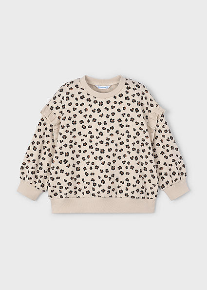 Mayoral Girls Beige Leopard Print Flared Tracksuit 4433 4717