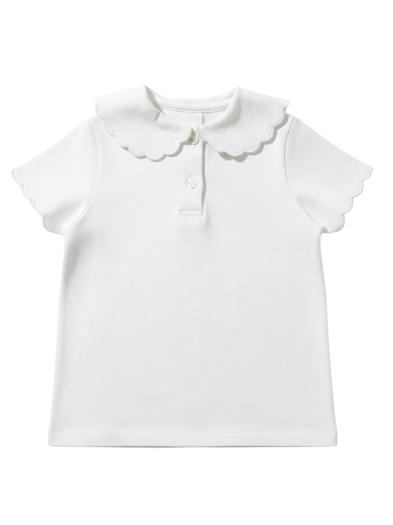 Love & Learn Girls White School Scallop Collar Polo Top