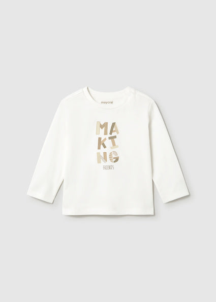 Mayoral Baby Boys Cream Long Sleeve T-Shirt 108
