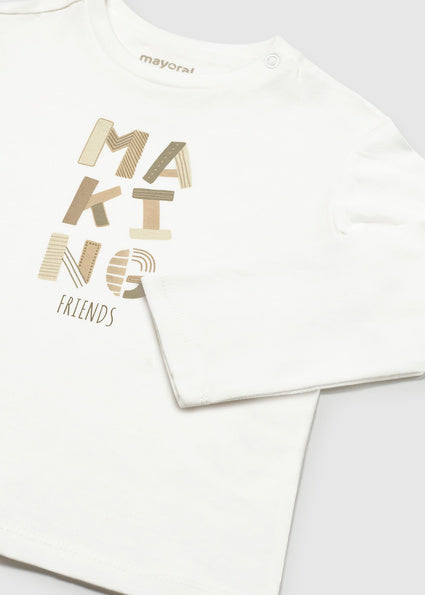 Mayoral Baby Boys Cream Long Sleeve T-Shirt 108