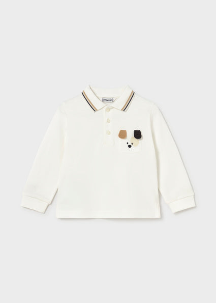 PRE ORDER Mayoral Baby Boys Cream Long-Sleeved Polo Top 2105