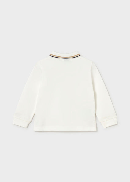 PRE ORDER Mayoral Baby Boys Cream Long-Sleeved Polo Top 2105