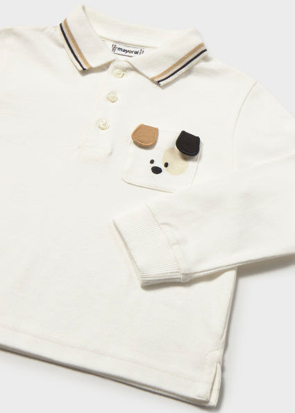 PRE ORDER Mayoral Baby Boys Cream Long-Sleeved Polo Top 2105