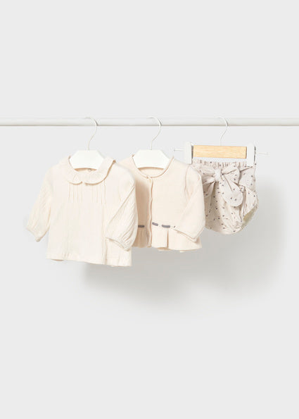 Mayoral Baby Girl Cream Pant Set & Cardigan 2263