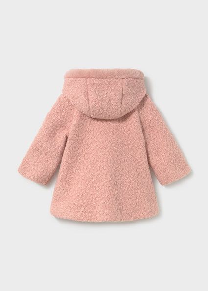 PRE ORDER Mayoral Baby Girls Pink Hooded Boucle Coat 2436