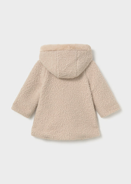 PRE ORDER Mayoral Baby Girls Beige Hooded Boucle Coat 2436