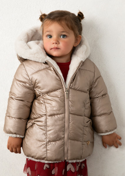 PRE ORDER Mayoral Baby Girls Bronze Reversible Fur Jacket 2439
