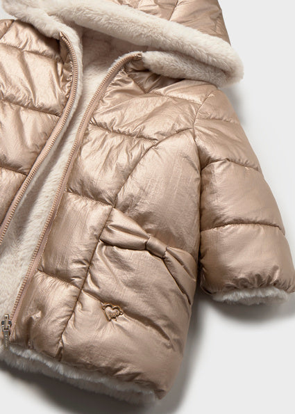 PRE ORDER Mayoral Baby Girls Bronze Reversible Fur Jacket 2439