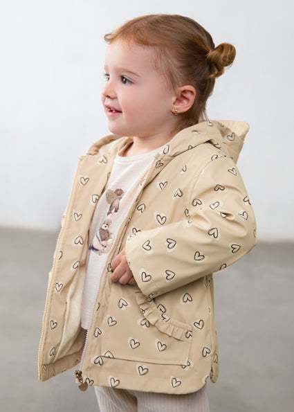 PRE ORDER Mayoral Baby Girls Beige Loveheart Raincoat 2442