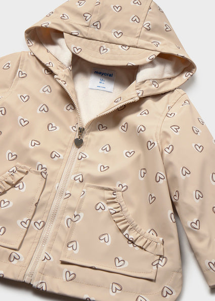 PRE ORDER Mayoral Baby Girls Beige Loveheart Raincoat 2442
