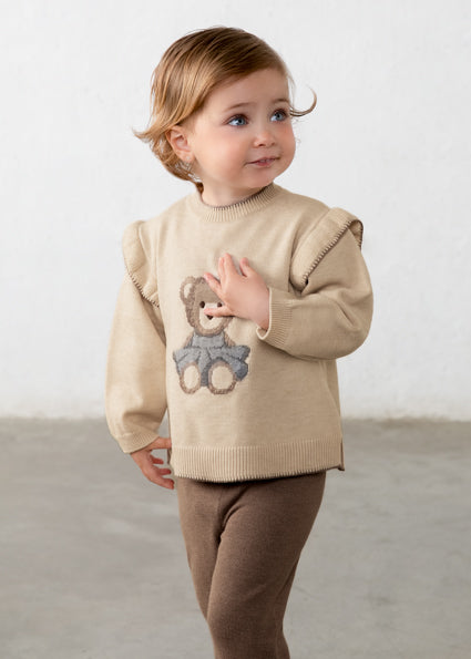 Mayoral Baby Girls Brown Teddy Knitted Legging Set 2557