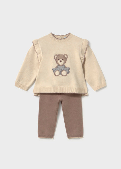 Mayoral Baby Girls Brown Teddy Knitted Legging Set 2557