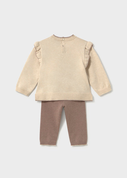 Mayoral Baby Girls Brown Teddy Knitted Legging Set 2557
