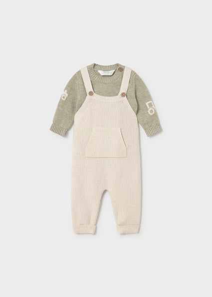 Mayoral Baby Boy Sage Green Knit Dungaree Set 2603