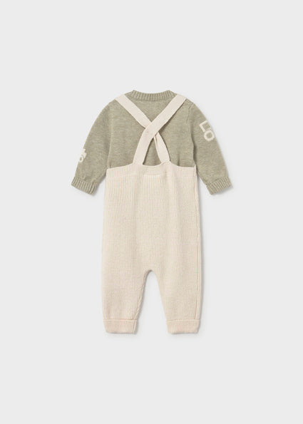 Mayoral Baby Boy Sage Green Knit Dungaree Set 2603