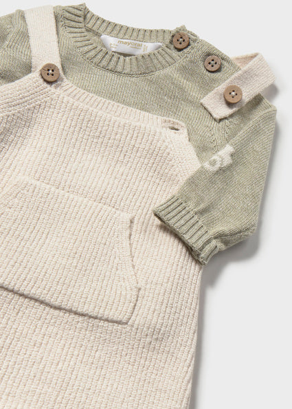 Mayoral Baby Boy Sage Green Knit Dungaree Set 2603
