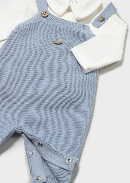 Mayoral Baby Boy Blue Knit Dungaree 3 Piece Set 2609