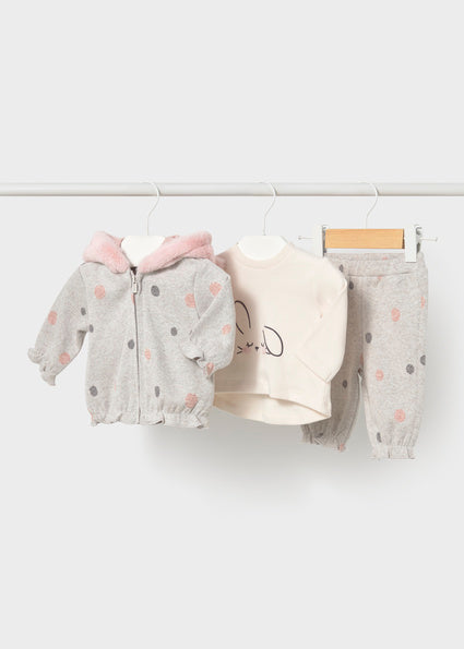 Mayoral Baby Girl Grey Polka Dot 3 Piece Tracksuit 2656
