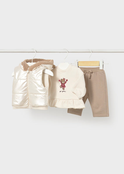 Mayoral Baby Girl Gold Gilet Three Piece Tracksuit 2686