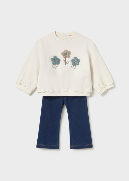 Mayoral Baby Girls Navy Sweatshirt Flared Legging Set 2706