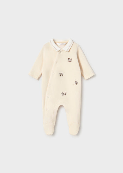 PRE ORDER Mayoral Baby Cream Velour Printed Babygrow 2764