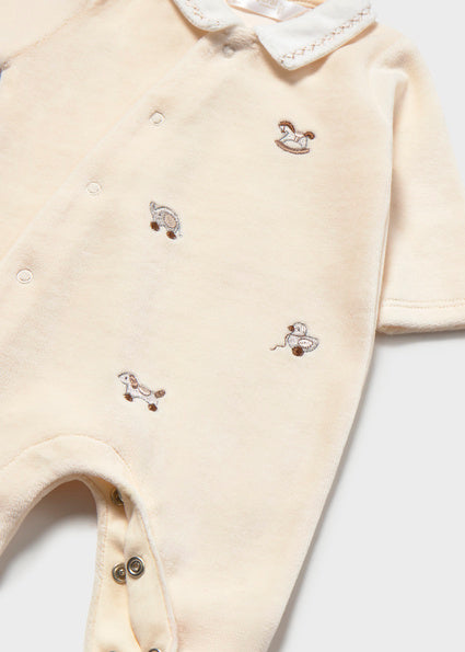 PRE ORDER Mayoral Baby Cream Velour Printed Babygrow 2764