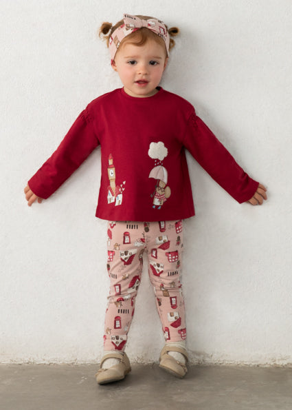 PRE ORDER Mayoral Baby Girls Red Printed Legging & Headband Set 2780