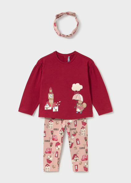 PRE ORDER Mayoral Baby Girls Red Printed Legging & Headband Set 2780