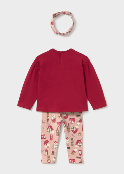 PRE ORDER Mayoral Baby Girls Red Printed Legging & Headband Set 2780