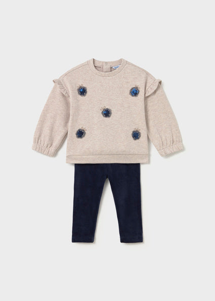 Mayoral Baby Girls Navy Velvet Legging Set 2782