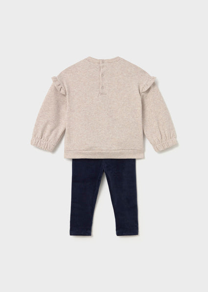 Mayoral Baby Girls Navy Velvet Legging Set 2782