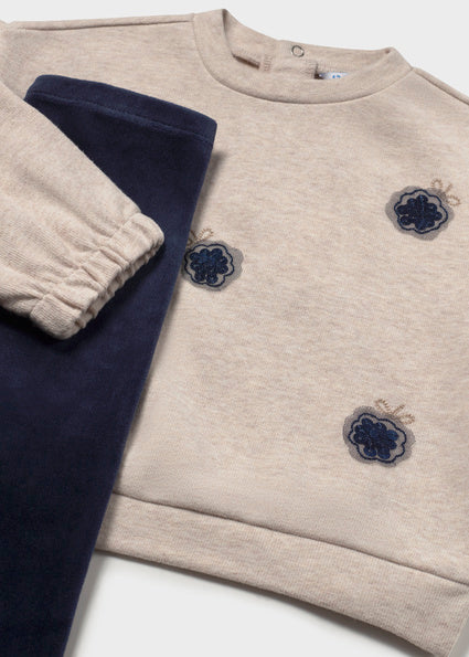 Mayoral Baby Girls Navy Velvet Legging Set 2782