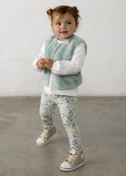 Mayoral Baby Girls Green Fur Gilet Legging Set 2784