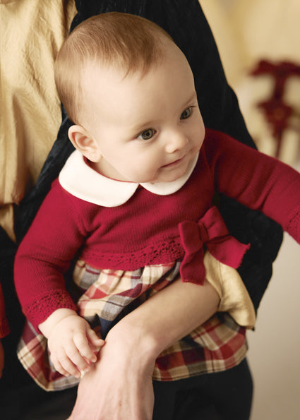 Mayoral Baby Girl Red Knit Tartan Dress 2801