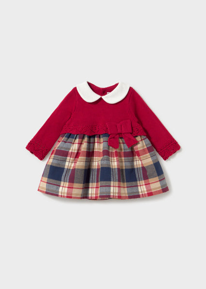 Mayoral Baby Girl Red Knit Tartan Dress 2801