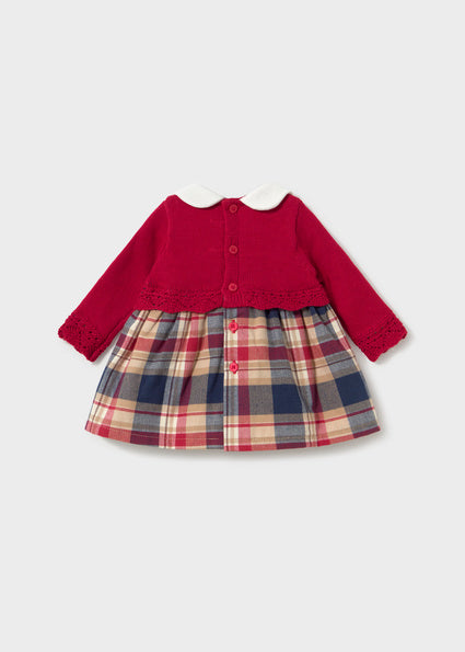 Mayoral Baby Girl Red Knit Tartan Dress 2801