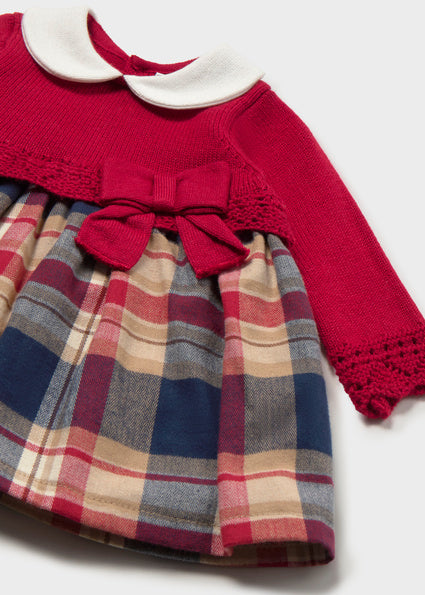 Mayoral Baby Girl Red Knit Tartan Dress 2801
