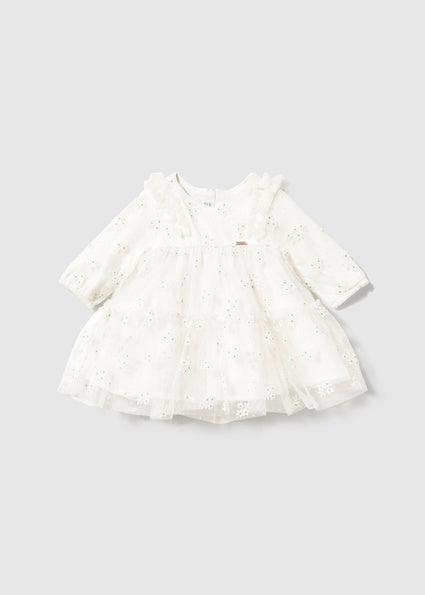 Mayoral Baby Girl Cream Tulle Printed Dress 2808