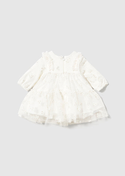 Mayoral Baby Girl Cream Tulle Printed Dress 2808