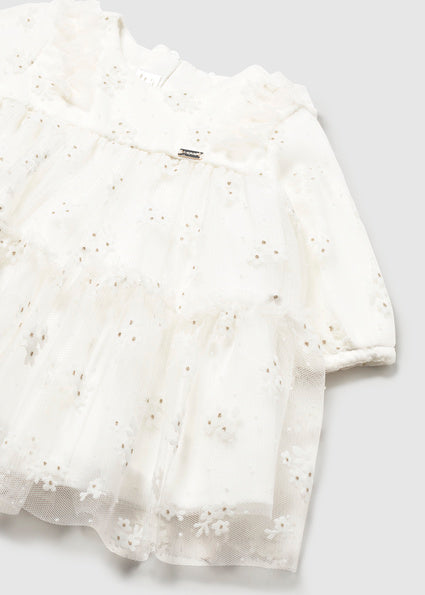 Mayoral Baby Girl Cream Tulle Printed Dress 2808