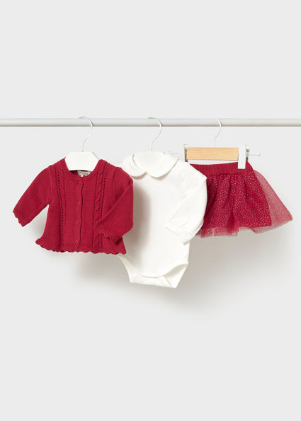 Mayoral Baby Girl Red Tulle 3 Piece Skirt Set 2811
