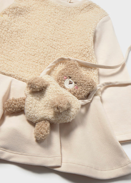 Mayoral Baby Girls Beige Sherpa Dress & Bag Set 2904